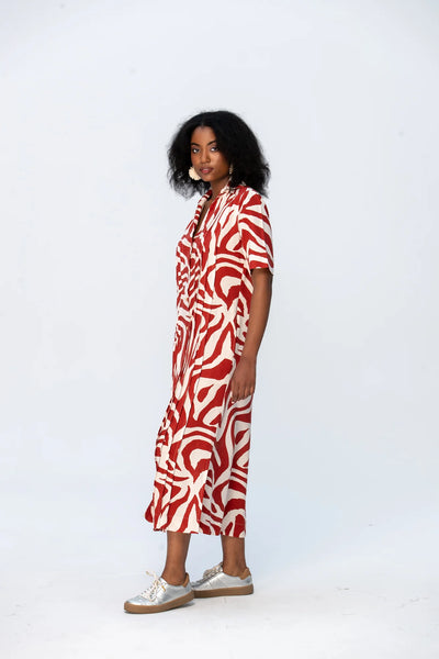 Santorini Pintuck Dress - Rust and Creme