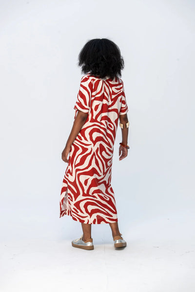 Santorini Pintuck Dress - Rust and Creme