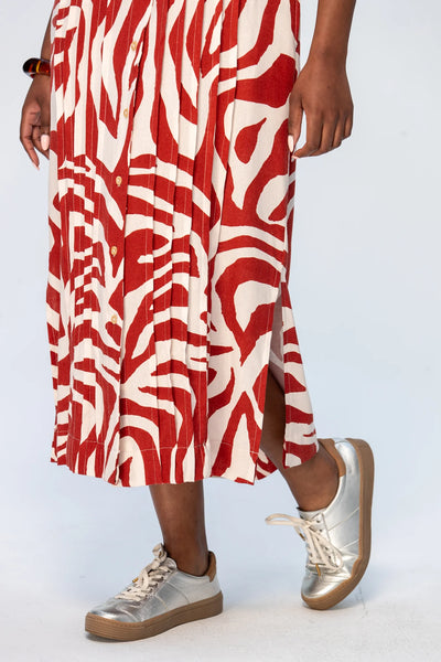 Santorini Pintuck Dress - Rust and Creme