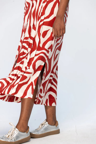 Santorini Pintuck Dress - Rust and Creme