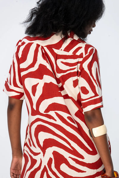 Santorini Pintuck Dress - Rust and Creme