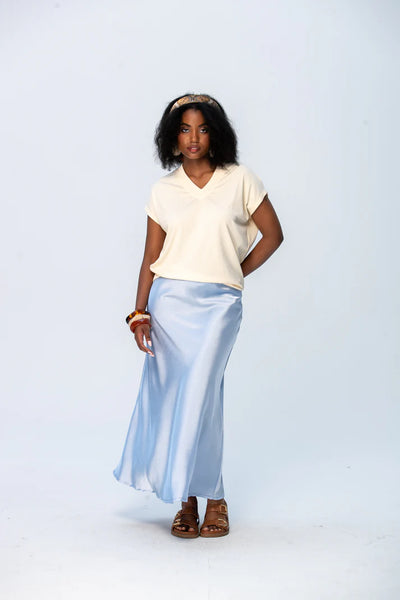 Corfu Summer V-Neck Tee - Butter Yellow