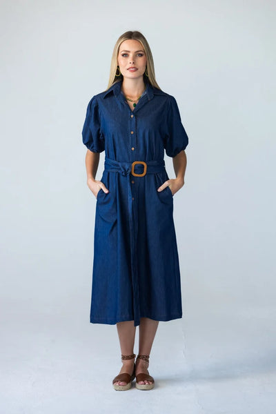 Harlow Puff Sleeve Denim Shirt Dress