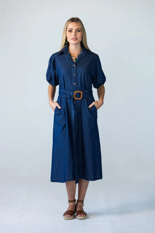 Harlow Puff Sleeve Denim Shirt Dress