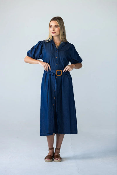 Harlow Puff Sleeve Denim Shirt Dress