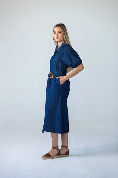 Harlow Puff Sleeve Denim Shirt Dress