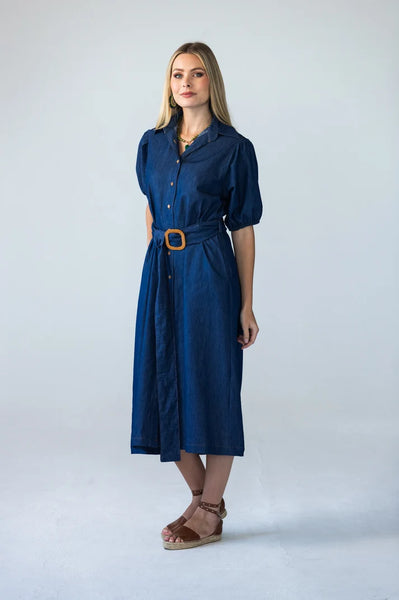Harlow Puff Sleeve Denim Shirt Dress