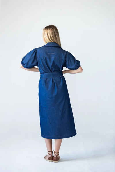 Harlow Puff Sleeve Denim Shirt Dress