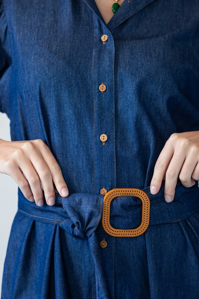 Harlow Puff Sleeve Denim Shirt Dress