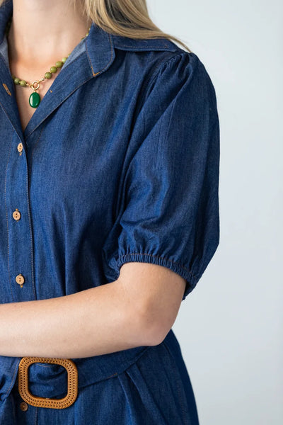 Harlow Puff Sleeve Denim Shirt Dress