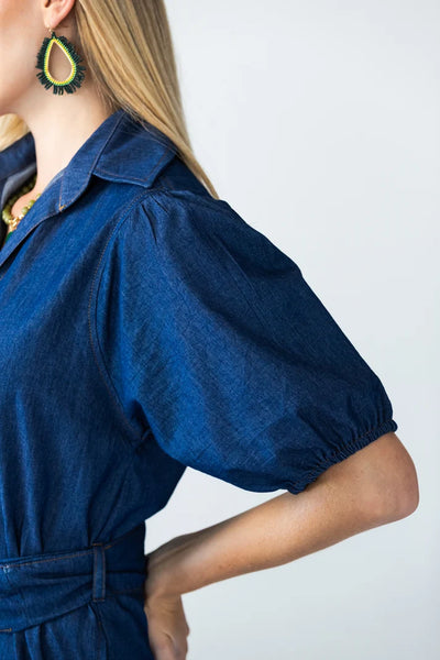 Harlow Puff Sleeve Denim Shirt Dress