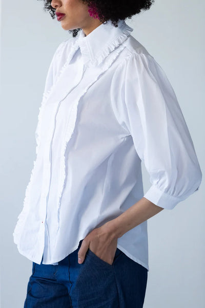 Claire Summer White Frill Shirt
