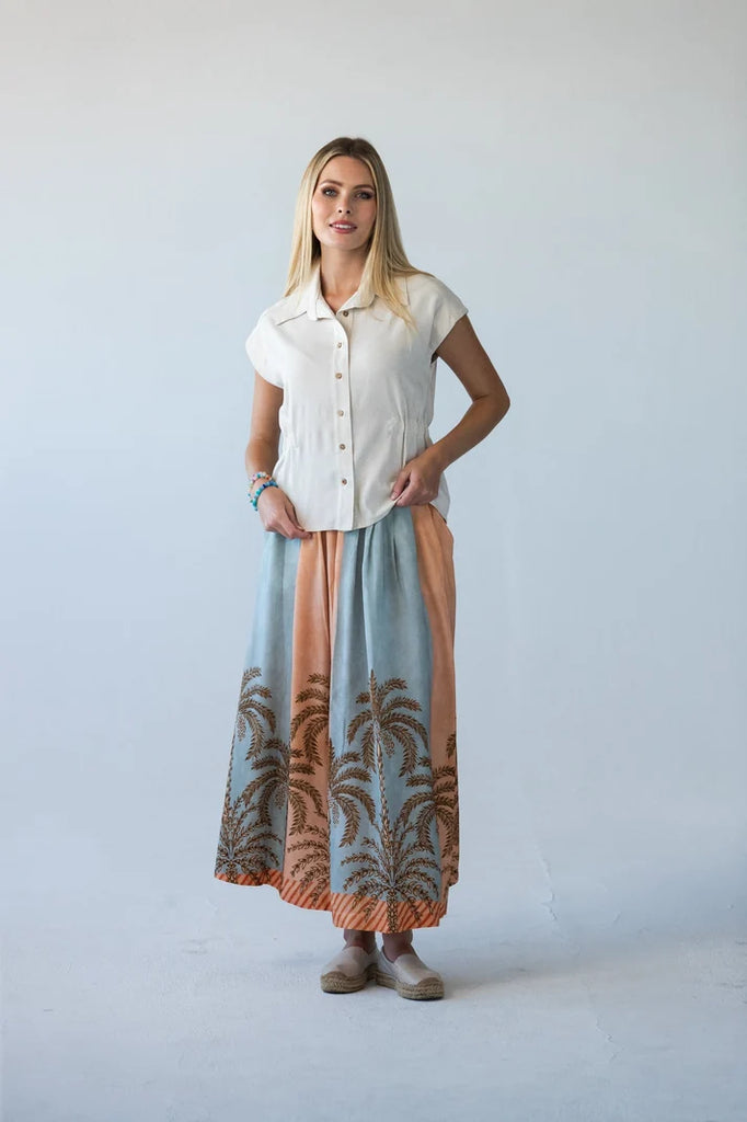 Sorrento Stripe Palm Print Skirt