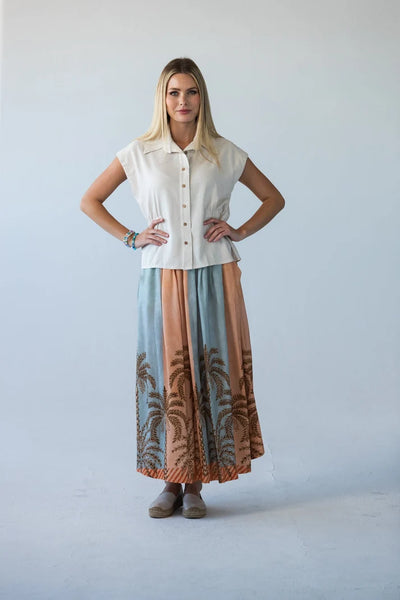 Sorrento Stripe Palm Print Skirt