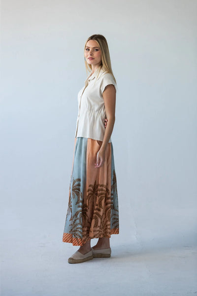 Sorrento Stripe Palm Print Skirt