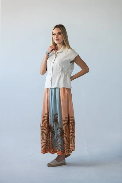 Sorrento Stripe Palm Print Skirt