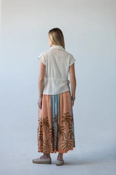 Sorrento Stripe Palm Print Skirt