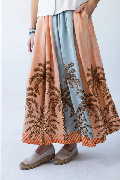 Sorrento Stripe Palm Print Skirt