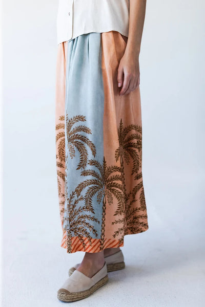 Sorrento Stripe Palm Print Skirt