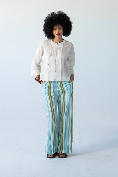 Sydney Blue Green Stripe Wide Leg Pants