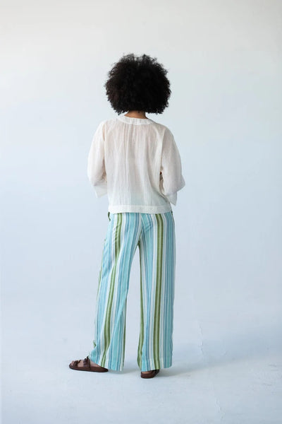 Sydney Blue Green Stripe Wide Leg Pants
