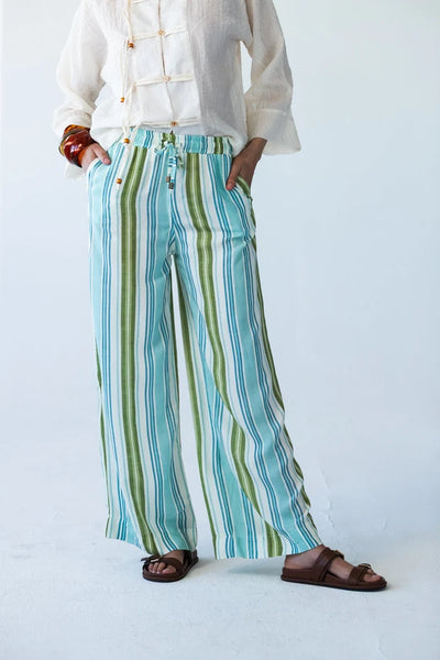 Sydney Blue Green Stripe Wide Leg Pants