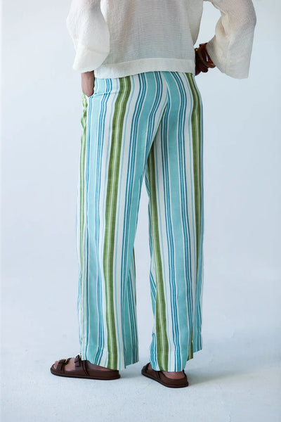 Sydney Blue Green Stripe Wide Leg Pants