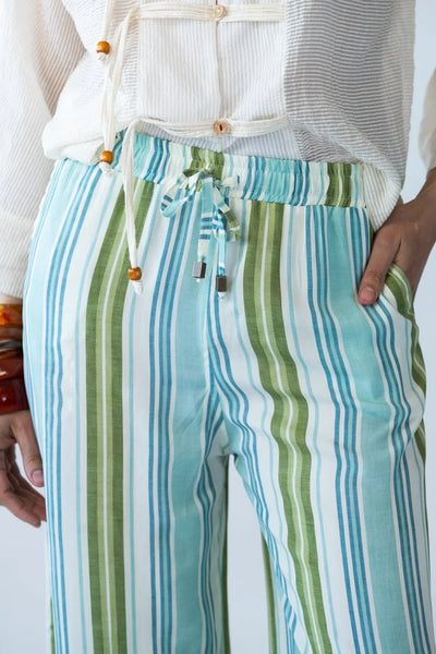 Sydney Blue Green Stripe Wide Leg Pants