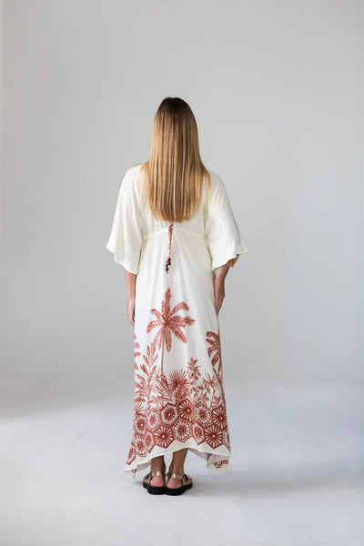 Georgia Cream Palm Border Kaftan