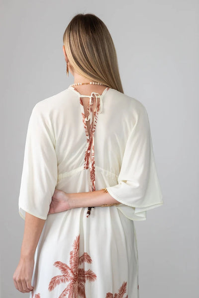 Georgia Cream Palm Border Kaftan