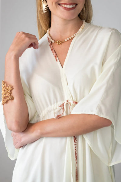 Georgia Cream Palm Border Kaftan