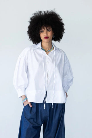Blake Relaxed Puff Sleeve White Shirt