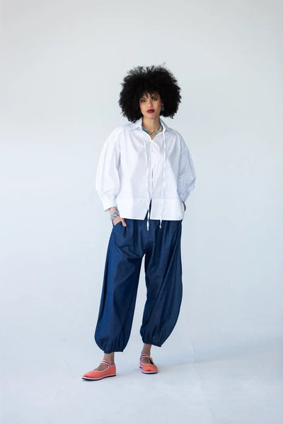 Blake Relaxed Puff Sleeve White Shirt