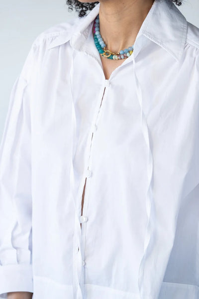 Blake Relaxed Puff Sleeve White Shirt