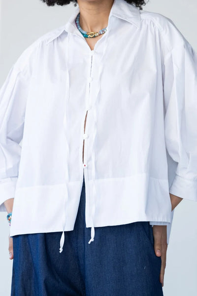 Blake Relaxed Puff Sleeve White Shirt