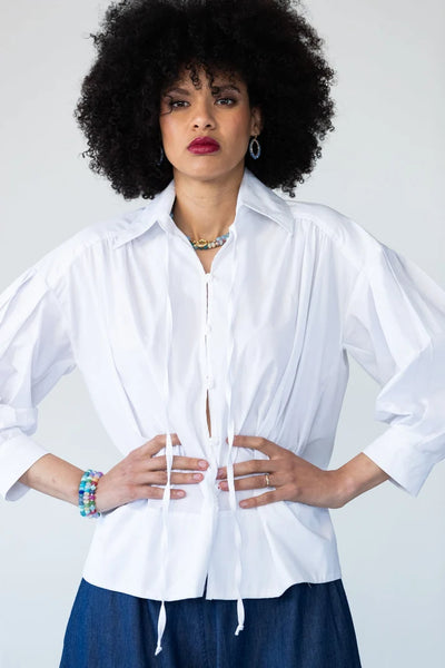 Blake Relaxed Puff Sleeve White Shirt