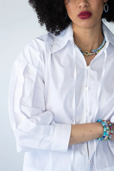Blake Relaxed Puff Sleeve White Shirt