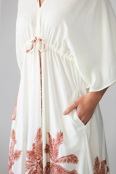 Georgia Cream Palm Border Kaftan