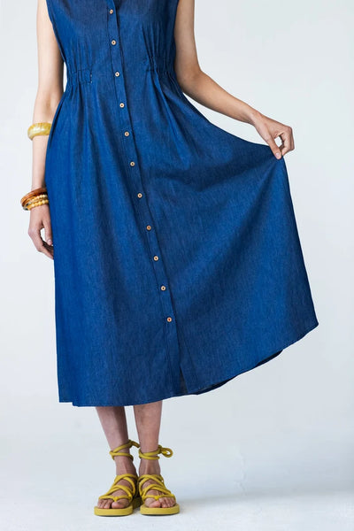 Sutton Sleeveless Shirt-Dress in Denim