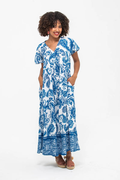 Riveria Dress - Blue Paisley