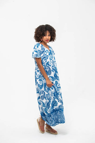 Riveria Dress - Blue Paisley