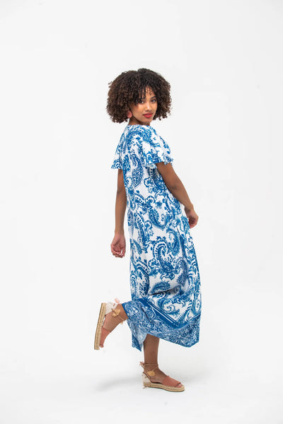 Riveria Dress - Blue Paisley