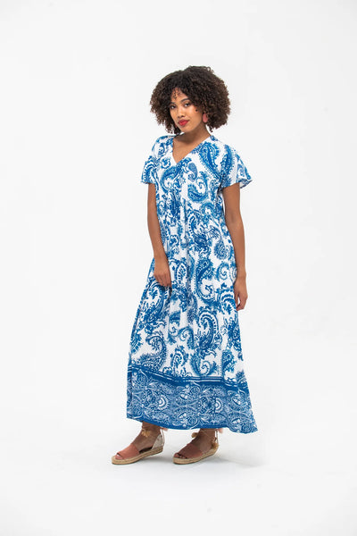 Riveria Dress - Blue Paisley