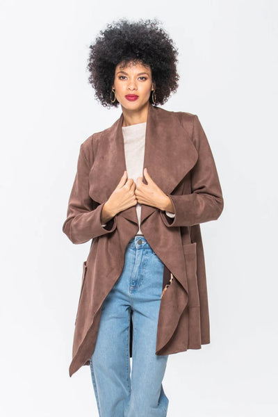 SALE Kate Waterfall Coat - Chocolate