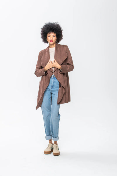 SALE Kate Waterfall Coat - Chocolate