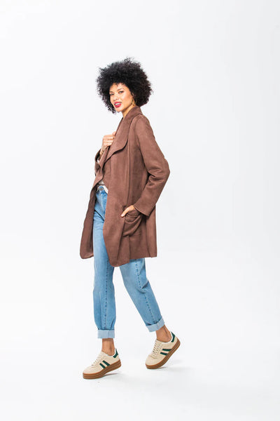 SALE Kate Waterfall Coat - Chocolate