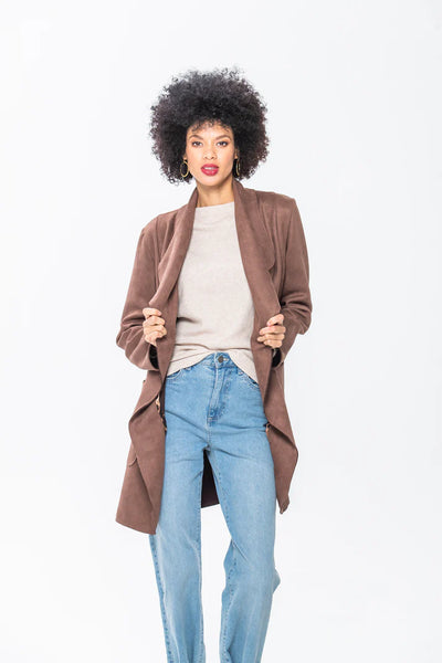 SALE Kate Waterfall Coat - Chocolate