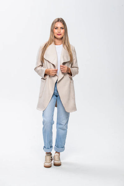 SALE Kate Waterfall Coat - Creme (ONLY IN 36 & 38)