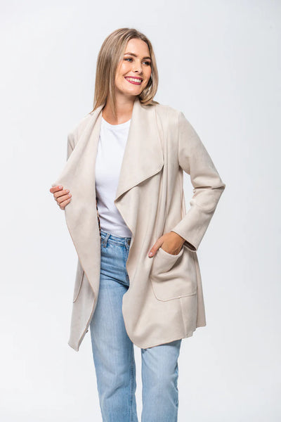 SALE Kate Waterfall Coat - Creme (ONLY IN 36 & 38)