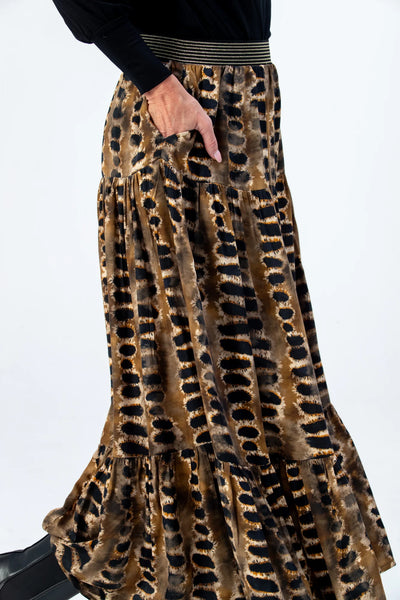 SALE Marbella Tiered Skirt - Animal Print (ONLY in 34)